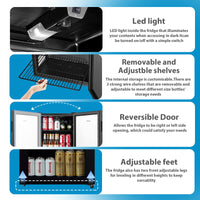 COMFEE' RCZ99BG2(E) Under Counter Beer & Drinks Fridge-93L Capacity,Holds up to 115 Cans, Premium Temperature Performance (2℃ to 15℃), Glass Door, Removable Shelves, LED Light, Low Noise