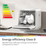 COMFEE' Table Top Dishwasher 7+3 Programs Mini Tabletop Dishwasher No Plumbing, 6L Built-in Water Tank, Hygiene Wash, Auto Door Open Drying, Baby Care, Energy Class D- White