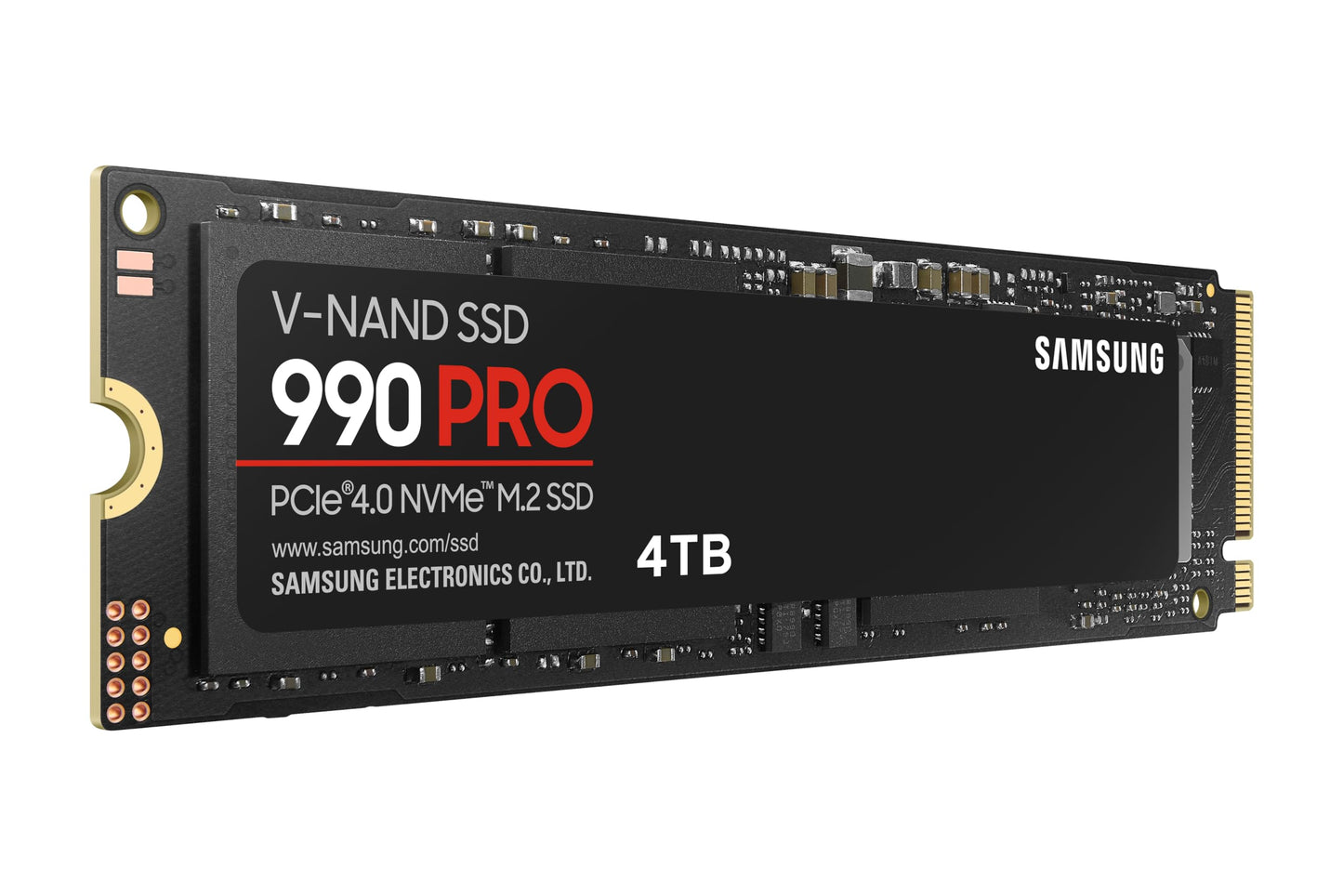 Samsung 990 PRO NVMe M.2 SSD, 4 TB, PCIe 4.0, 7,450 MB/s read, 6,900 MB/s write, Internal SSD, For gaming and video editing, MZ-V9P4T0BW