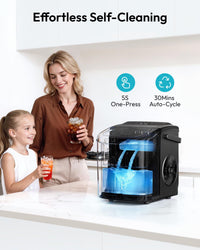 EUHOMY Ice Maker Machine Countertop Ice Cube Maker, Self-Cleaning Function,9 Cubes in 6 Mins,Portable Ice Cube Maker Machines with Ice Scoop & Basket for Home/Kitchen/Office/Bar, Black