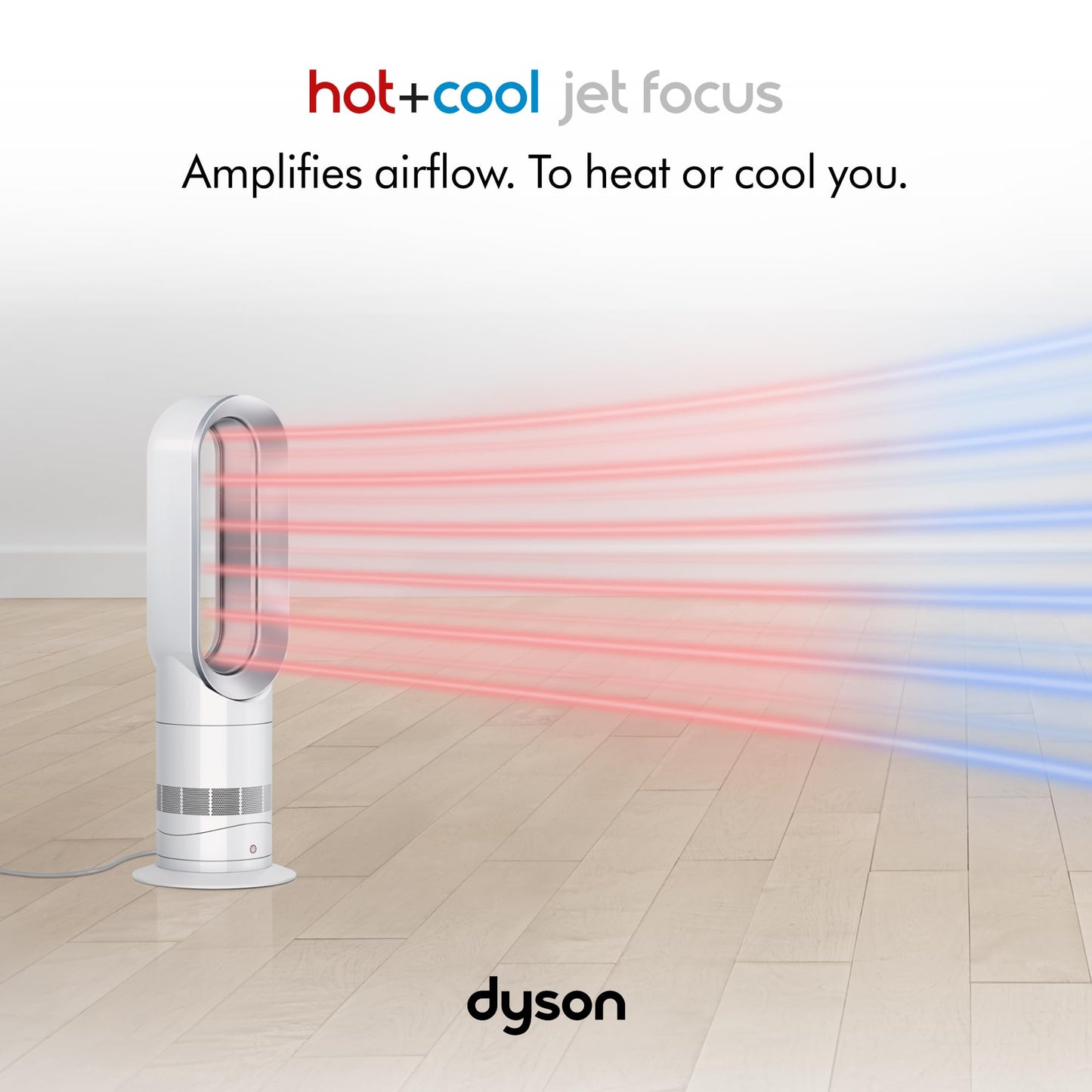 Dyson Hot+Cool Jet Focus AM09 Fan Heater 2-in-1, heats and cools with strong airflow (White/Silver)