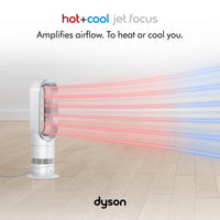 Dyson Hot+Cool Jet Focus AM09 Fan Heater 2-in-1, heats and cools with strong airflow (White/Silver)