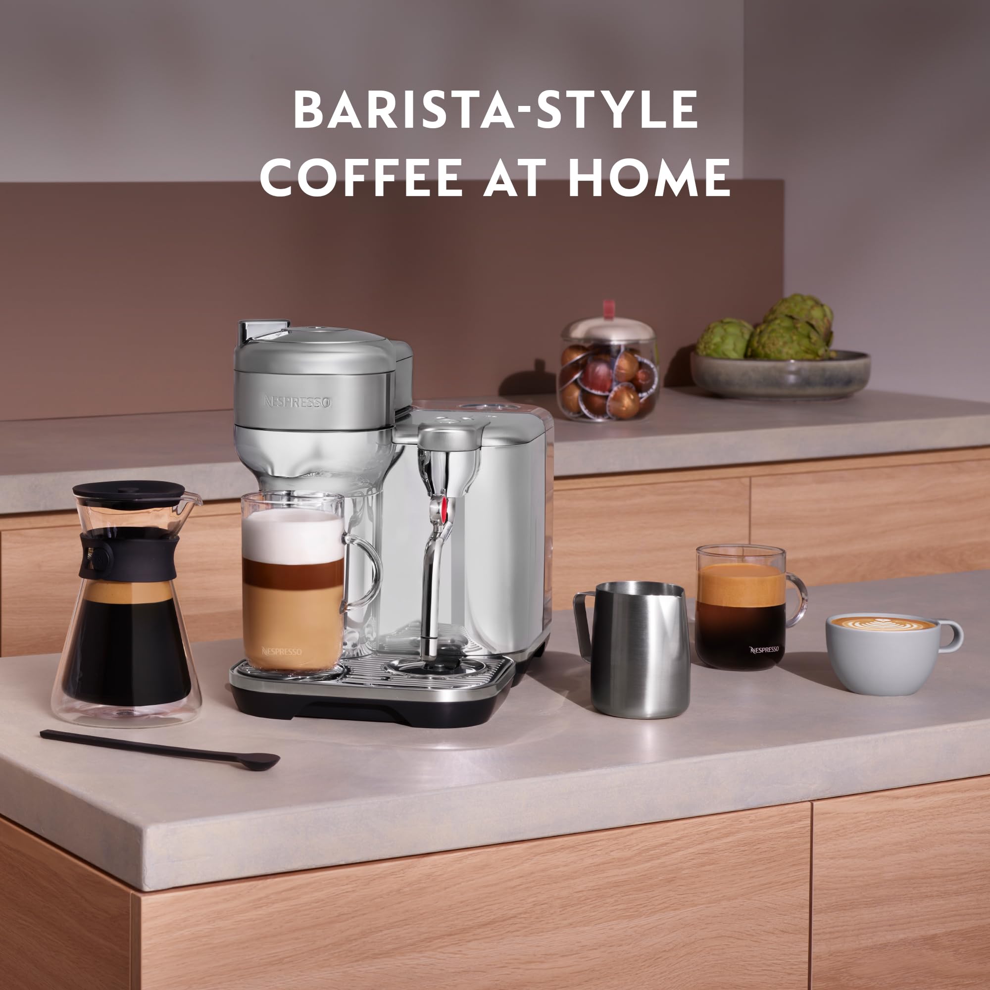 Nespresso - Vertuo Creatista Capsule Coffee Machine with Milk Frother Wand for Cappuccino, Flat White and Espresso by Sage, Sea Salt
