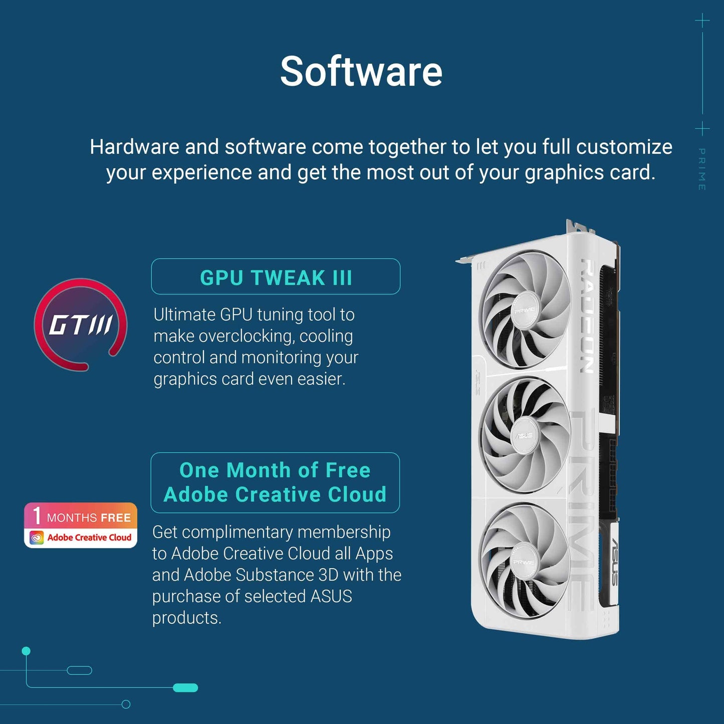 ASUS Prime Radeon RX 9070 XT White OC Edition 16GB GDDR6 Gaming Graphics Card (AMD Radeon RX9070XT RDNA 4, 2.5-Slot, PCIe 5.0, 1x HDMI 2.1b, 3X DisplayPort 2.1a, White, PRIME-RX9070XT-O16G-WHITE)