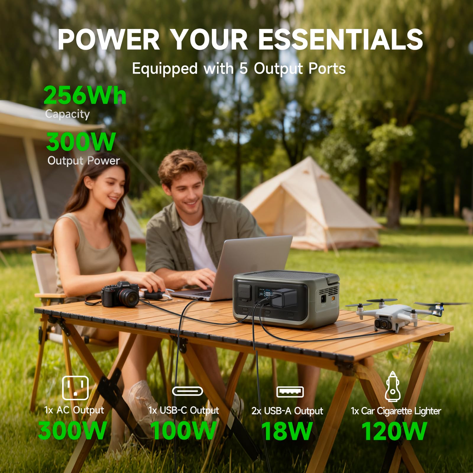 ALLPOWERS VOLIX P300 Portable Power Station, 256Wh LiFePO4 Battery, 300W Solar Generator, <20ms UPS, 100W USB-C Output, 4000 Charge Cycles for Camping Outdoor Travel Emergencies Gaming Festivals