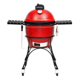 Kamado Joe KJ23RH Classic I Smoker BBQ, Outdoor Charcoal Barbecue Grill In Red With Cast Iron Cart, Heat Deflectors And Ash Tool, 18 Inch