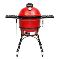 Kamado Joe KJ23RH Classic I Smoker BBQ, Outdoor Charcoal Barbecue Grill In Red With Cast Iron Cart, Heat Deflectors And Ash Tool, 18 Inch