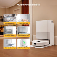 roborock Qrevo S5V Robot Vacuum Cleaner with Mop, FlexiArm Edge Mopping, 12,000Pa Suction, Dual Zero-Tangle System, Smart Obstacle Avoidance, 10mm Mop Lifting, All-in-One Dock, White