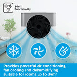 BLACK+DECKER 12,000 BTU Smart Air Conditioner, 3-in-1 Functionality, Dehumidifier & Fan, Portable Design, Power Memory Function, White, BXAC40035GB