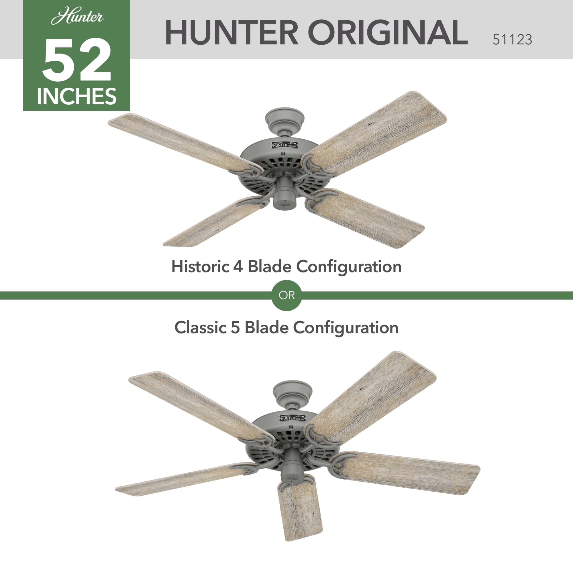 Hunter Fan Company 51123 Original Ceiling Fan, 52, Matte Silver