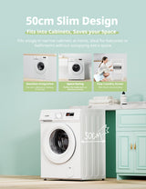 COMFEE' Freestanding Washing Machine,9KG Load,1400RPM,Steam Wash,Slim Design,Quick Wash,BLDC Durable Inverter Motor,White-CFE12EW90/W