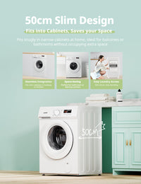 COMFEE' Freestanding Washing Machine,9KG Load,1400RPM,Steam Wash,Slim Design,Quick Wash,BLDC Durable Inverter Motor,White-CFE12EW90/W