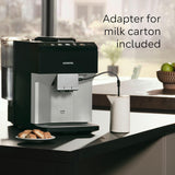 SIEMENS EQ500 Fully Automatic Bean to Cup Coffee Machine with coffeeSelect Display, oneTouch DoubleCup, 9 Coffee Beverages, autoMilk Clean, TP515GB1, Silver/Piano Black