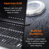 Tower Goucho, 6 Burner Gas BBQ and Plancha with Precision Heat Thermometer and Waterproof Cover, Black, T978544