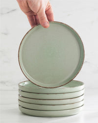 24 piece Dinner Sets for 6 People - Beautiful Country Style Stoneware Dinner Set for 6 - Dishwasher & Microwave Safe Plates and Bowls Set for 6 - Dinnerware Sets by Pure Living in Mint Green