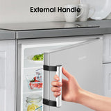 Hisense RL170D4BCE 133L Under Counter Larder Fridge with LED Lighting 56 × 84.5 × 57.5 cm (W×H×D), Stainless Steel, Grey