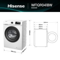Hisense 1Q Series WF1Q9041BW Freestanding 9 KG Front Load Washing Durable Inverter Machine, Steam Wash, Quick Wash, 15 Washing Programs 1400 RPM White - Energy Rating A