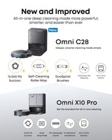 eufy New Robot Vacuum Cleaner With Mop,C28 Omni,Self-Cleaning Roller Mop,Upgraded from X10 Pro,15,000Pa Suction,All-in-1 Station,Tangle-Free,Auto Mop Wash&Dry,AI Obstacle Avoidance,LiDAR Navigation