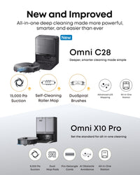 eufy New Robot Vacuum Cleaner With Mop,C28 Omni,Self-Cleaning Roller Mop,Upgraded from X10 Pro,15,000Pa Suction,All-in-1 Station,Tangle-Free,Auto Mop Wash&Dry,AI Obstacle Avoidance,LiDAR Navigation