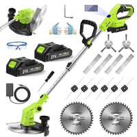 VOERJIA Cordless Strimmer Lightweight 750W with LCD Battery Display, Grass Trimmer and Brush Cutter with 2 x 2.0Ah Battery and Charger, 14-Piece 4-in-1 Garden Kit (Pro Edition)
