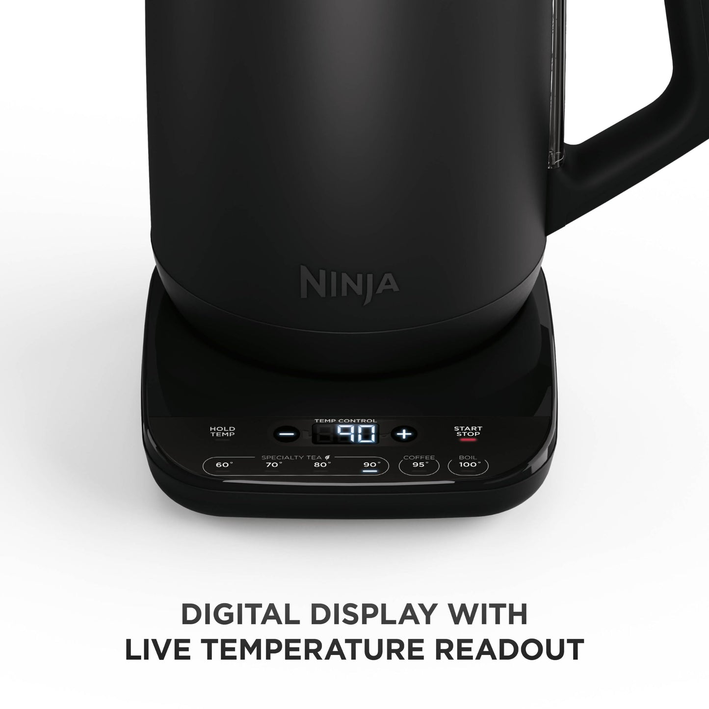 Ninja Perfect Temperature Kettle, 1.7L, LED Display, Easy to Use Kettle with Rapid Boil and Temperature Control & Hold, Black & Copper, KT200UKCP