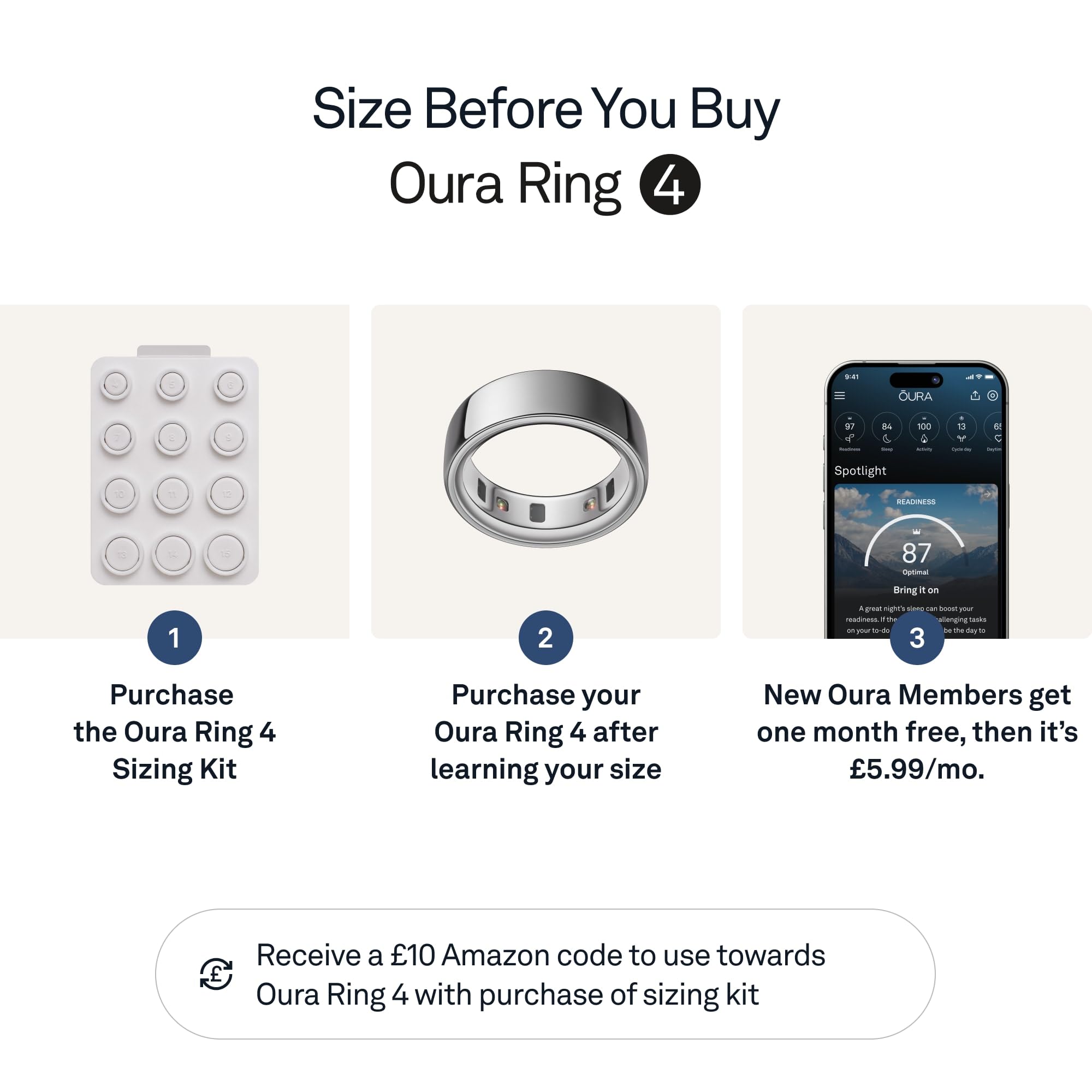 Oura Smart Ring 4 - Silver - Size 8 - | Non-Standard Fit – Measure with a Size Kit |Sleep, Heart Rate and Fitness Tracking Wearable | 8-Day Battery, iOS / Android Compatible