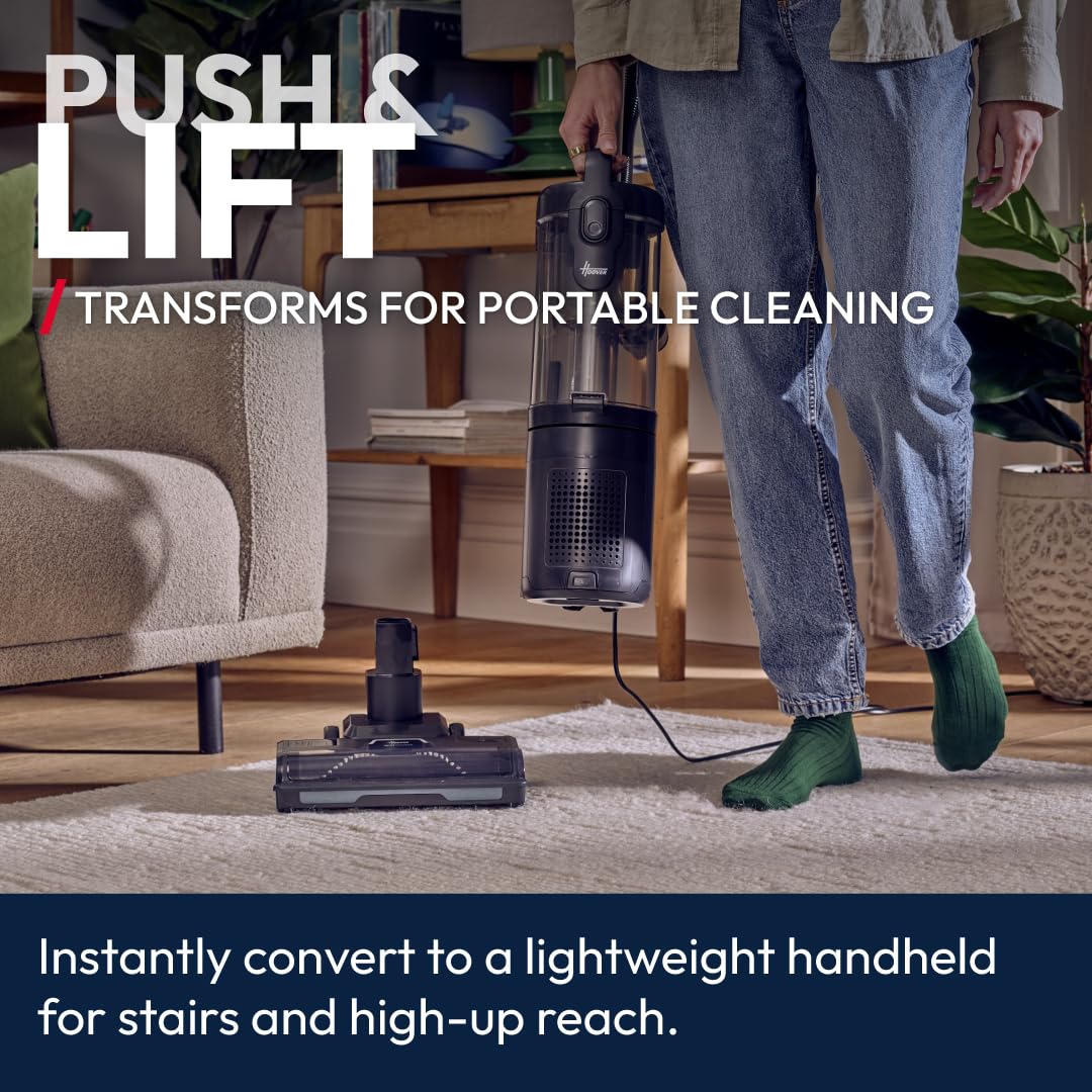 Hoover HL420 Pets Upright Vacuum Cleaner, 850w, H13 HEPA Anti-Allergy Filter, Includes Car Detailing Kit, 2-in-1 Upright & Handheld, 2.5L Bin, LED lights, Lightweight Under 5kg, Pet Hair [HL420PTC]