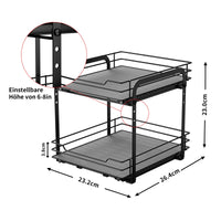 MAYZOLOP Pull out Spice Rack, 2-Tier Metal Spice Rack with Adjustable Height for Inside Cupboard, Kitchen Cupboard Organiser Storage Rack, 9.1in W x 10.4in L x 9in H