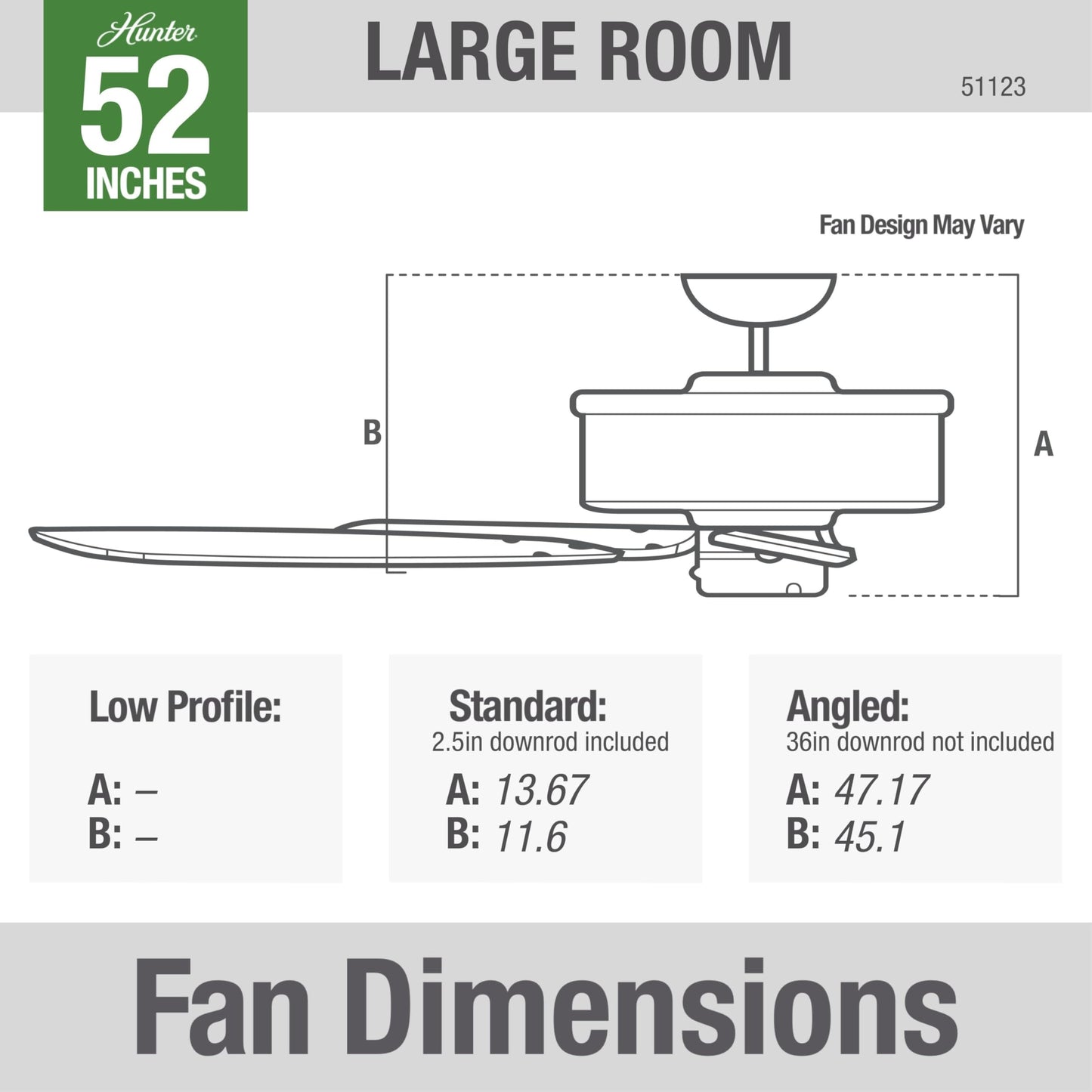 Hunter Fan Company 51123 Original Ceiling Fan, 52, Matte Silver
