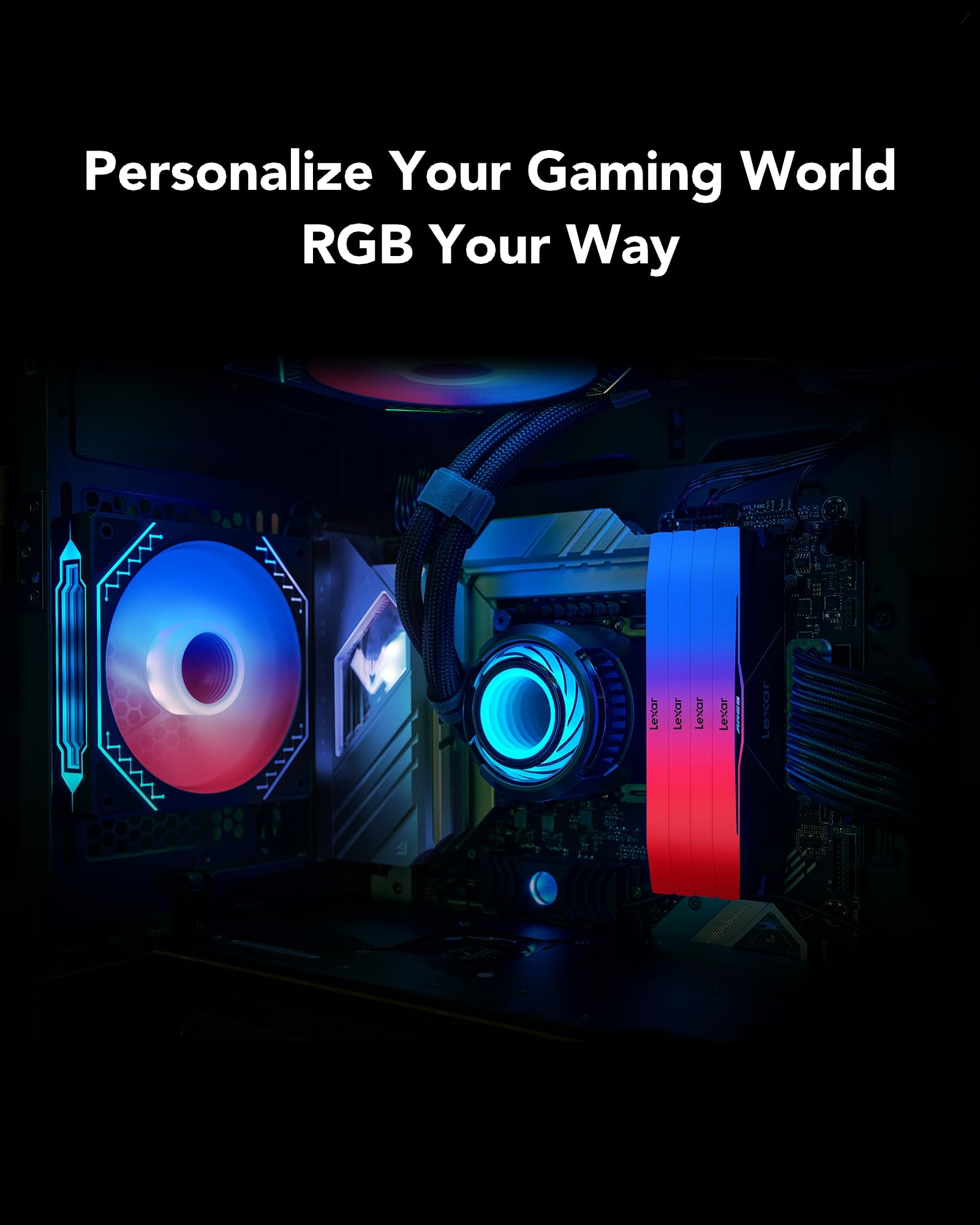 Lexar ARES Gen2 RGB DDR5 RAM 32GB Kit (2x16GB) 6000MHz CL30, 288-Pin UDIMM Desktop Memory, PC Gaming Computer Memory, for Intel XMP 3.0/AMD EXPO/CL30-38-38-76/1.4V