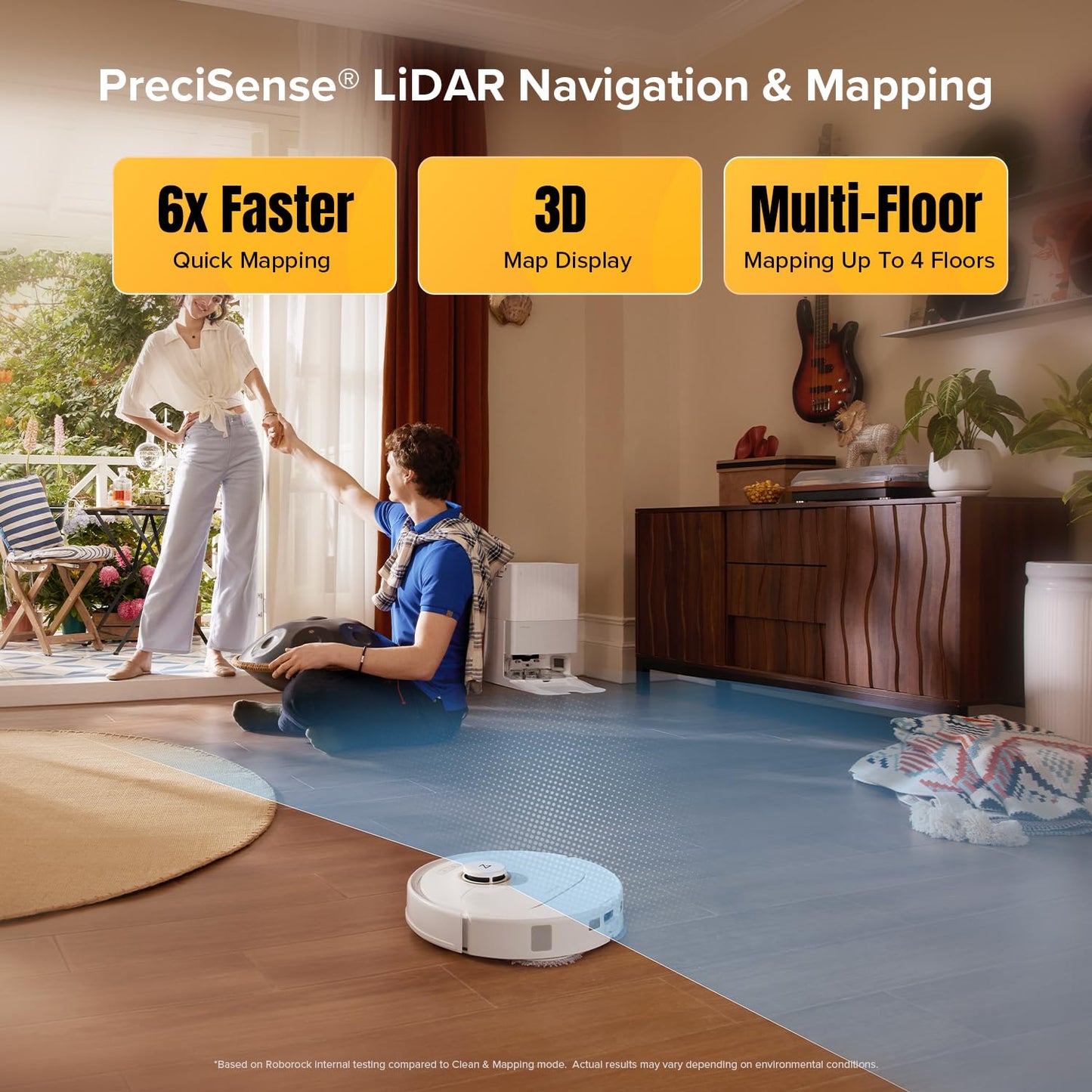 roborock Qrevo S5V Robot Vacuum Cleaner with Mop, FlexiArm Edge Mopping, 12,000Pa Suction, Dual Zero-Tangle System, Smart Obstacle Avoidance, 10mm Mop Lifting, All-in-One Dock, White