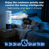 Portable Air Conditioner Air Cooler 6-in-1 Portable Tower Fan,3 Speeds, Storm Mode Cool Mist,Remote Control,Automatic Oscillation,8H Timer LED Display with Ice Packs for Home & Office Use（lvory）