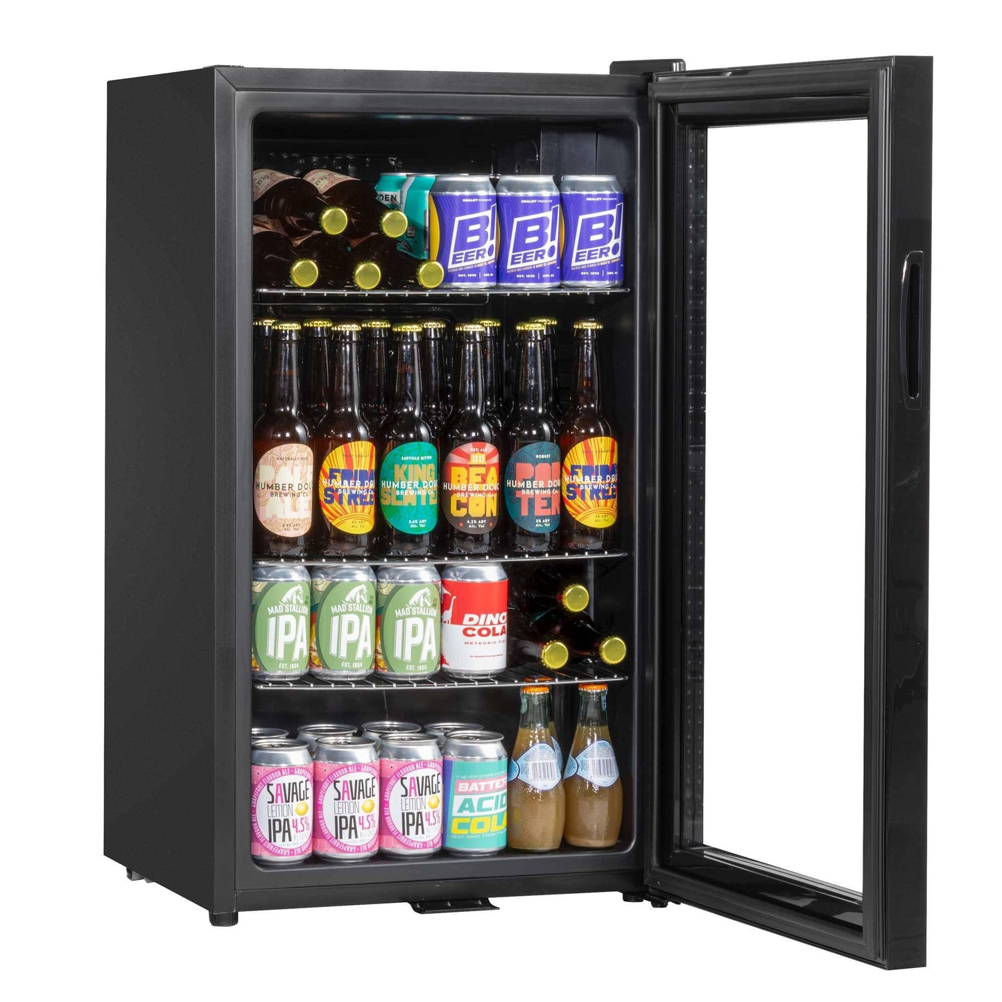 Dellonda Baridi Undercounter Drinks, Beer & Wine Fridge with Wire Shelves, Internal Light & Security Lock 85L, Black - DH13