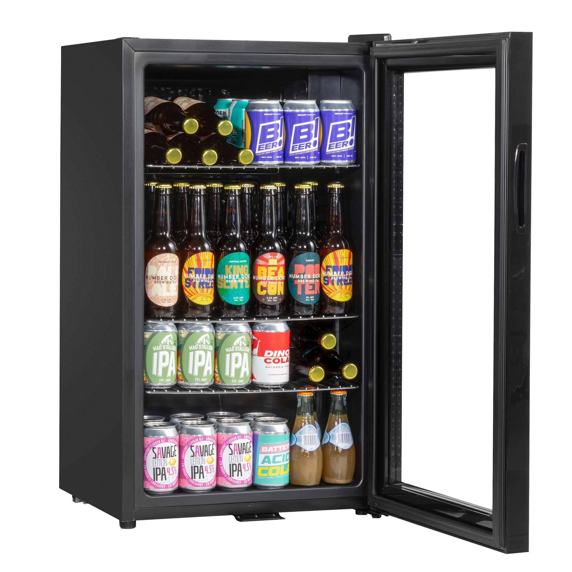 Dellonda Baridi Undercounter Drinks, Beer & Wine Fridge with Wire Shelves, Internal Light & Security Lock 85L, Black - DH13