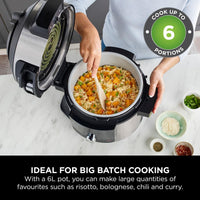 Ninja Foodi 11-in-1 SmartLid Multi-Cooker, 6L, Electric Pressure Cooker & Air Fryer, Layer Mains & Sides with Reversible Rack, Cooks 4 Portions, Dishwasher Safe Parts, Stainless Steel/Black OL550UK