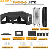 JUMMICO 3x6m Pop Up Gazebo with Sides, Heavy Duty Waterproof Marquee, 6 Removable Sidewalls, UV50+, Adjustable Height, Folding Shelter with Carry Bag for Garden, Weddings, Events - Grey