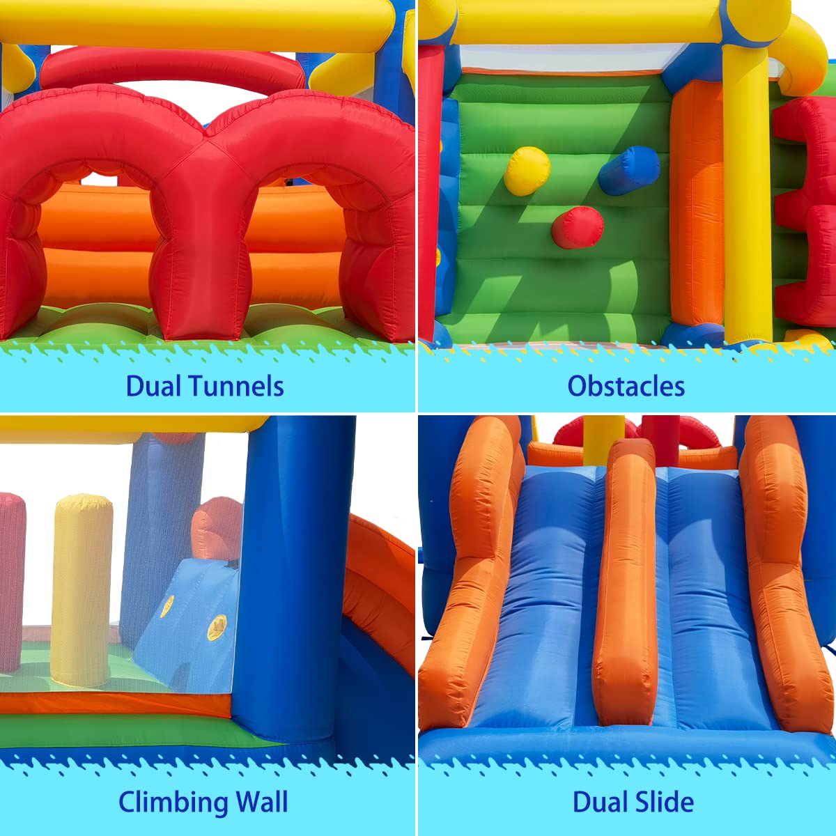Ballsea Inflatable Bouncy Castle, Kids Bounce House Trampoline Dual Slide, Jumper Play Center with Air Blower for Kids Indoor Outdoor, 4.88 x 2.4 x 1.9m