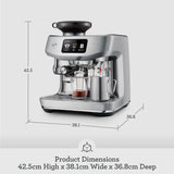 Sage - The Oracle Jet, Professional Coffee Machine with Manual and Automatic Milk Frother - With Knock Box, Milk Jug and Portafilter - 14 Pre-sets, 2.3L Water Tank, 1600 W, Stainless Steel