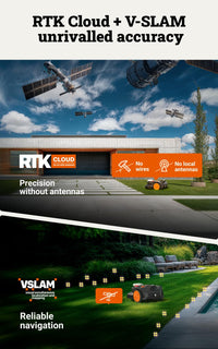 WORX Landroid Vision Cloud WR304E 2WD Robotic Lawnmower without Boundary Cable for 400 m² (AI Obstacle Detection, VSLAM+ RTK Cloud Navigation, Auto Mapping, App Control)