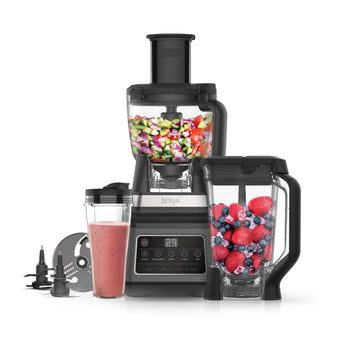 compare product Ninja 3-in-1 Food Processor & Blender with 5 Automatic Programs: Blend, Max Blend, Chop, Mix, Puree, 1.8L Bowl, 2.1L Jug, 700ml Cup, 1200W, Dishwasher Safe Parts, Auto-iQ, Black BN800UK