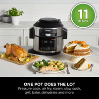 Ninja Foodi 11-in-1 SmartLid Multi-Cooker, 6L, Electric Pressure Cooker & Air Fryer, Layer Mains & Sides with Reversible Rack, Cooks 4 Portions, Dishwasher Safe Parts, Stainless Steel/Black OL550UK