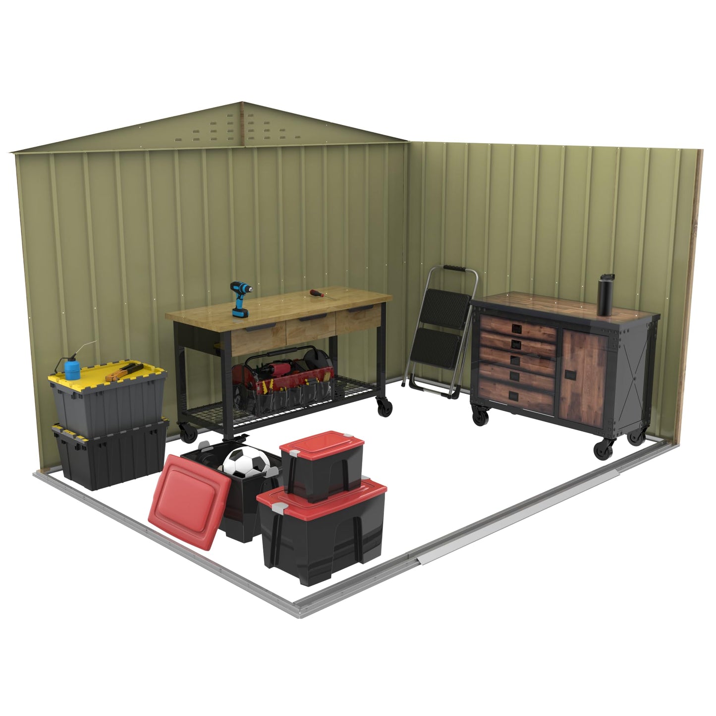 Duramax TOP 10x8 Metal Garden Storage Shed (7.83 m²), Hot-Dipped Galvanized Steel Tool Shed, All Weather Resistant with Reinforced Roof Structure, Maintenance-Free Outdoor Storage House, Woodgrain