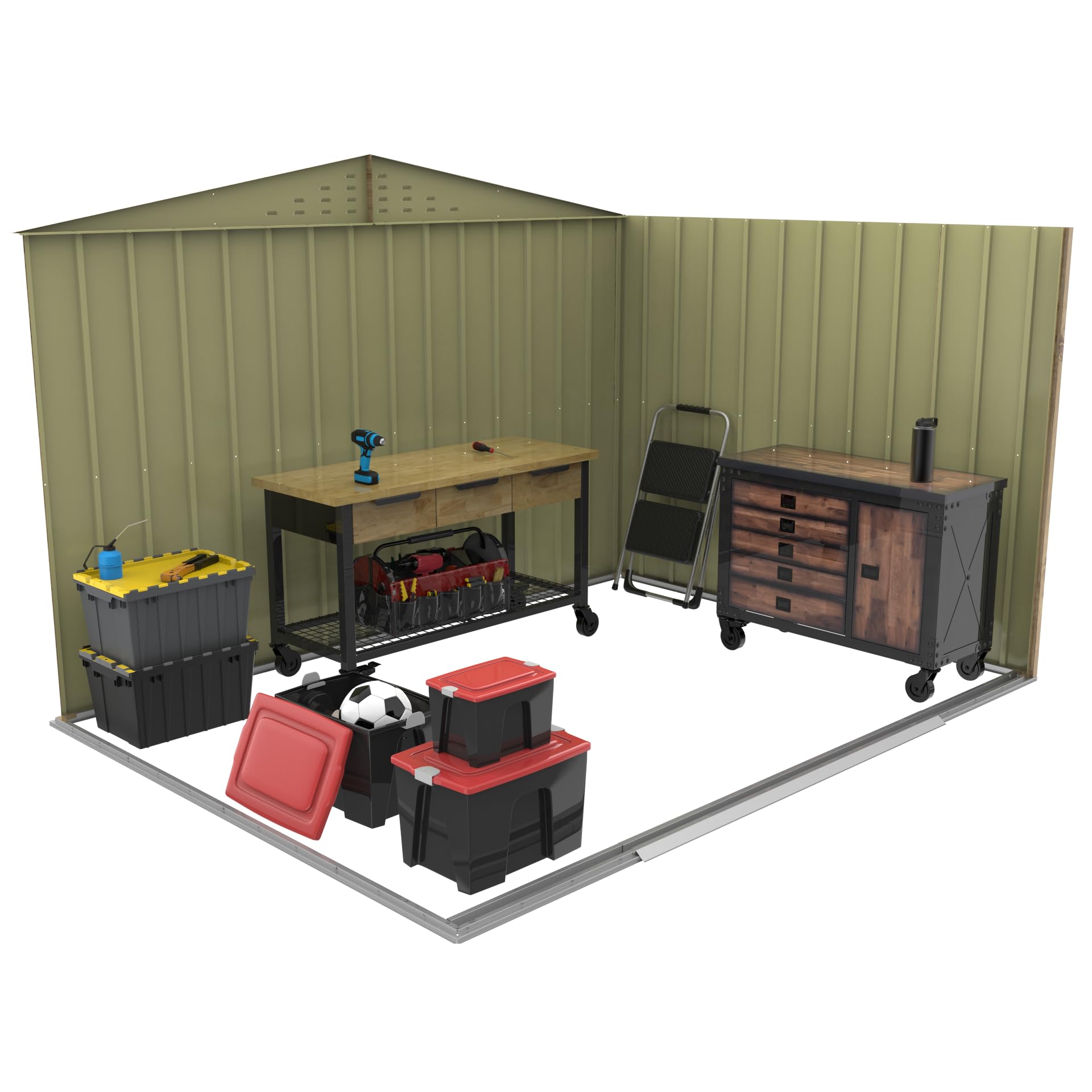 Duramax TOP 10x8 Metal Garden Storage Shed (7.83 m²), Hot-Dipped Galvanized Steel Tool Shed, All Weather Resistant with Reinforced Roof Structure, Maintenance-Free Outdoor Storage House, Woodgrain