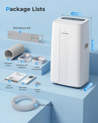 LEENON 14000 BTU Air Conditioning Unit, Portable Air Conditioner, Powerful 4-in-1 AC Unit Dehumidifier Fan & Sleep Mode, Aircon Unit with 24H Timer,Auto-Swing, Remote Control, Exhaust Hose