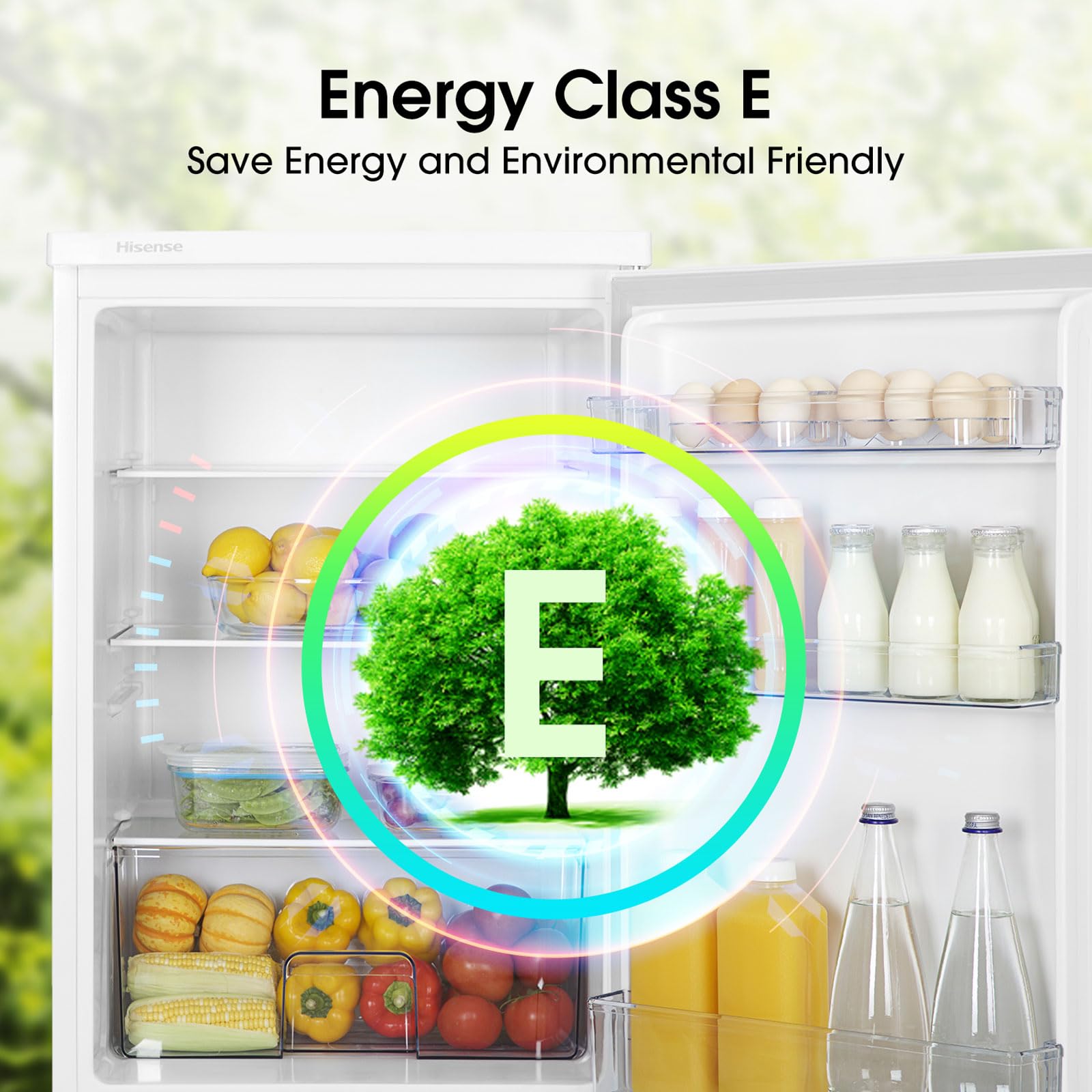 Hisense RL170D4BWE Freestanding 56cm Under Counter Fridge - 132 litre capacity - Auto Defrost - Reversible Door - White - E Rated