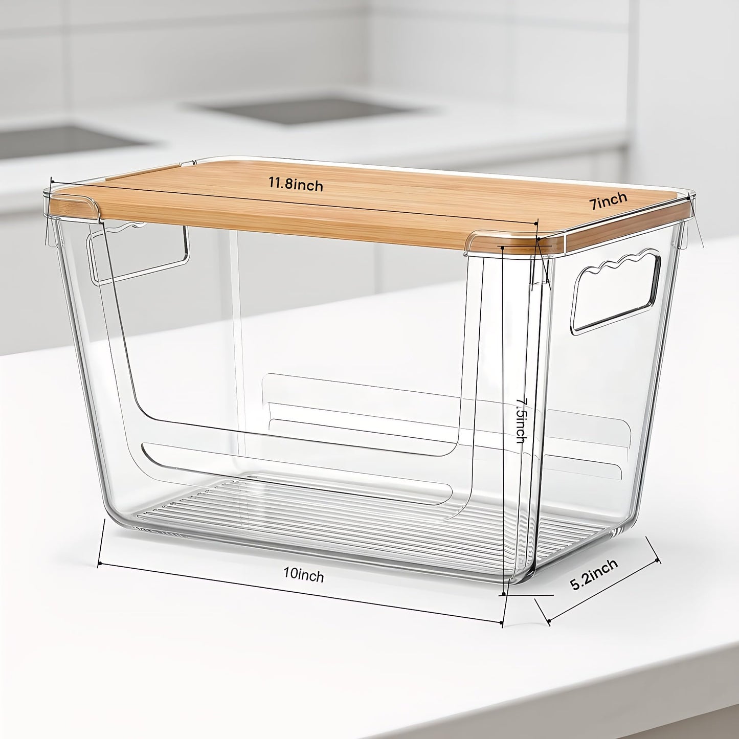 petisal Trash Bag Dispenser ，Extra Large Trash Bag Holder Dispensers With Bamboo Lid，Multi-functional Pantry Organizers and Storage For Kitchen, Cabinet, Laundry Room, Pantry (Clear, XL-2PACK)