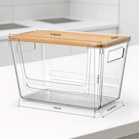 petisal Trash Bag Dispenser ，Extra Large Trash Bag Holder Dispensers With Bamboo Lid，Multi-functional Pantry Organizers and Storage For Kitchen, Cabinet, Laundry Room, Pantry (Clear, XL-2PACK)