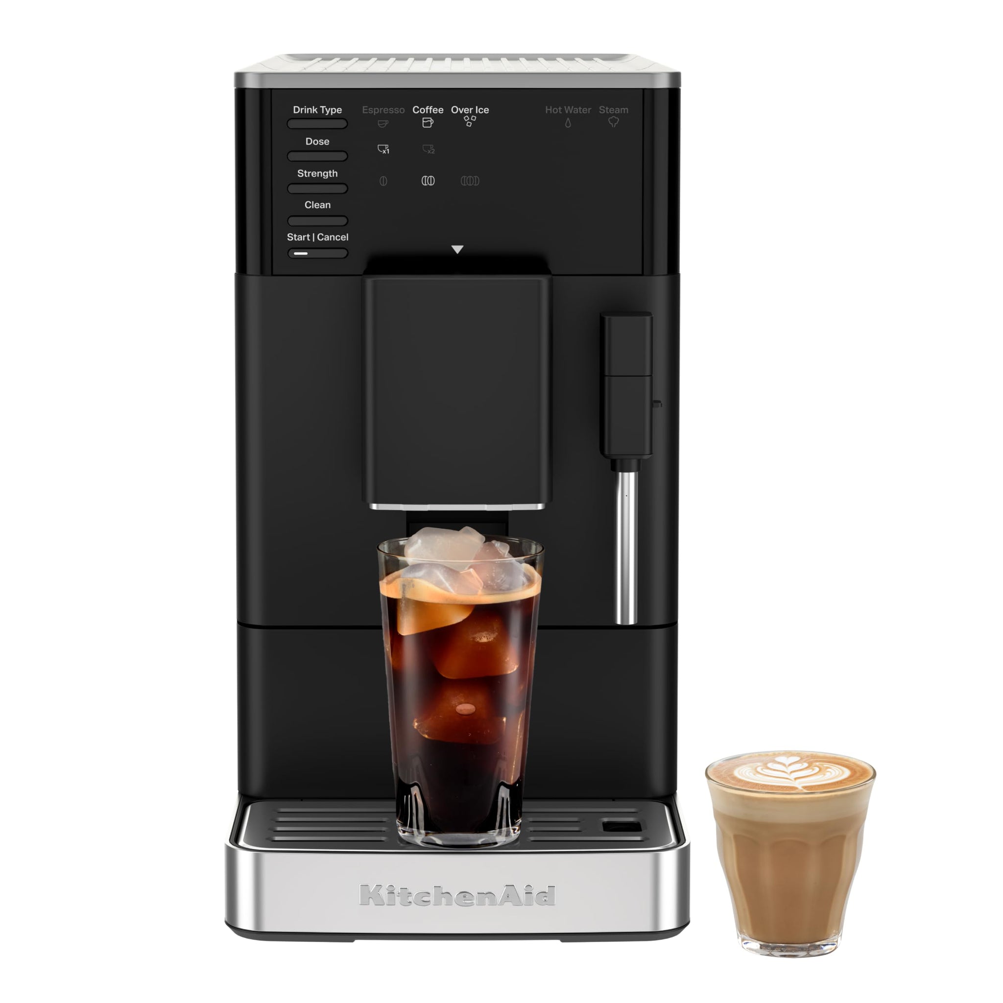 KitchenAid KF2 Fully Automatic Espresso Machine with Iced Coffee, Built-In Grinder, 7 Recipe Options, IntelliGrind Technology, Steam Wand, Matte Black