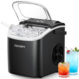 EUHOMY Ice Maker Machine Countertop Ice Cube Maker, Self-Cleaning Function,9 Cubes in 6 Mins,Portable Ice Cube Maker Machines with Ice Scoop & Basket for Home/Kitchen/Office/Bar, Black