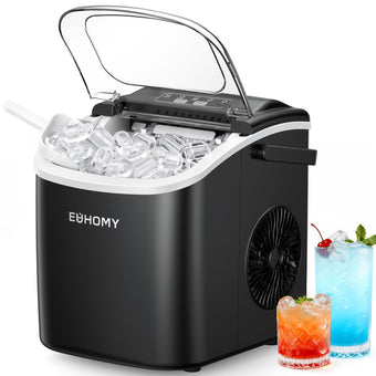 compare product EUHOMY Ice Maker Machine Countertop Ice Cube Maker, Self-Cleaning Function,9 Cubes in 6 Mins,Portable Ice Cube Maker Machines with Ice Scoop & Basket for Home/Kitchen/Office/Bar, Black